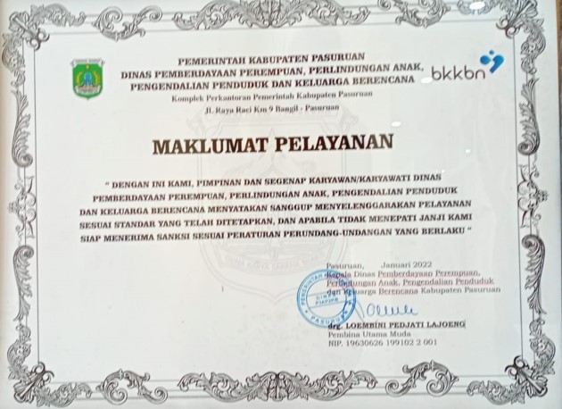 MAKLUMAT PELAYANAN DINAS P3AP2KB KAB PASURUAN